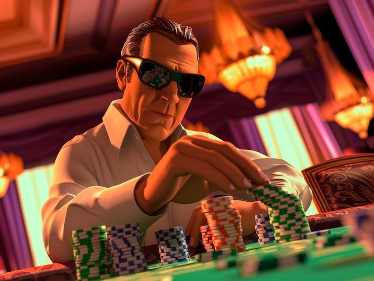 Live dealer at card table with shoe and betting layout