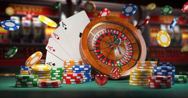 Live blackjack table with dealer and shoe
